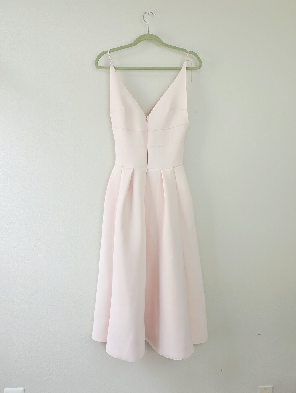 Muehleder Neoprene Baby Pink Pastel Pink Midi Flare Dress Large